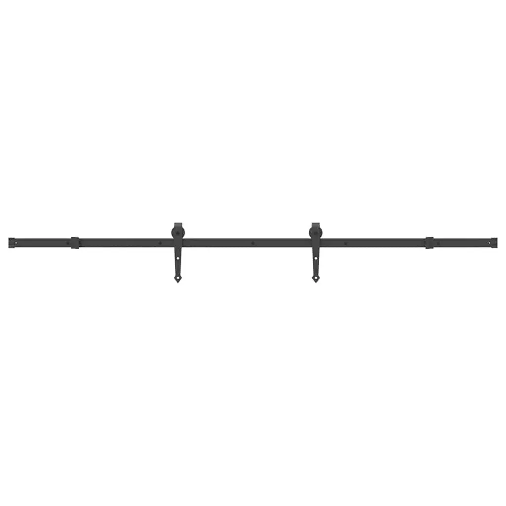 Sliding Door Hardware Kit Black Powder-Coated Steel Track System 213.5cm