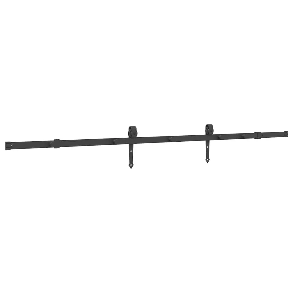 Sliding Door Hardware Kit Black Powder-Coated Steel Track System 213.5cm