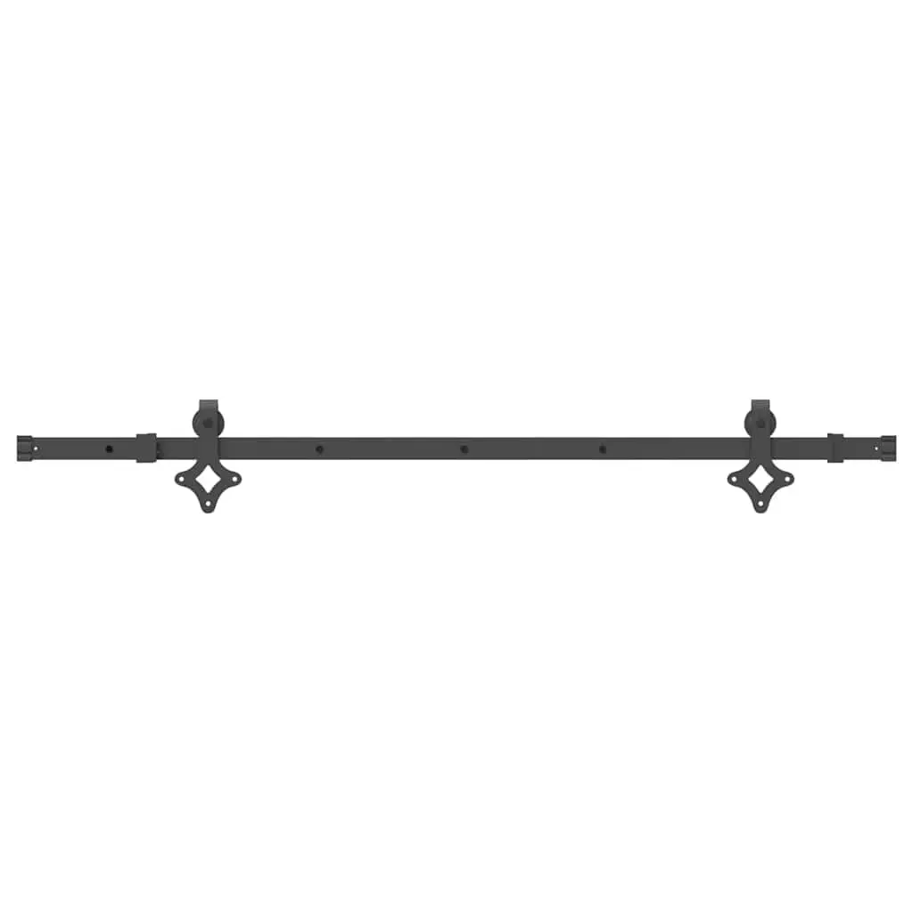 Sliding Door Track System Black Powder-Coated Steel 1525cm Interior Hardware Kit
