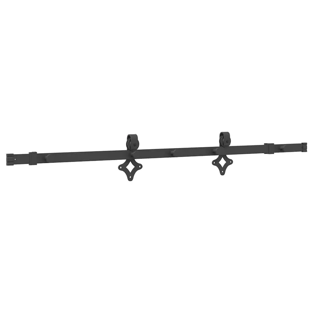 Sliding Door Track System Black Powder-Coated Steel 1525cm Interior Hardware Kit