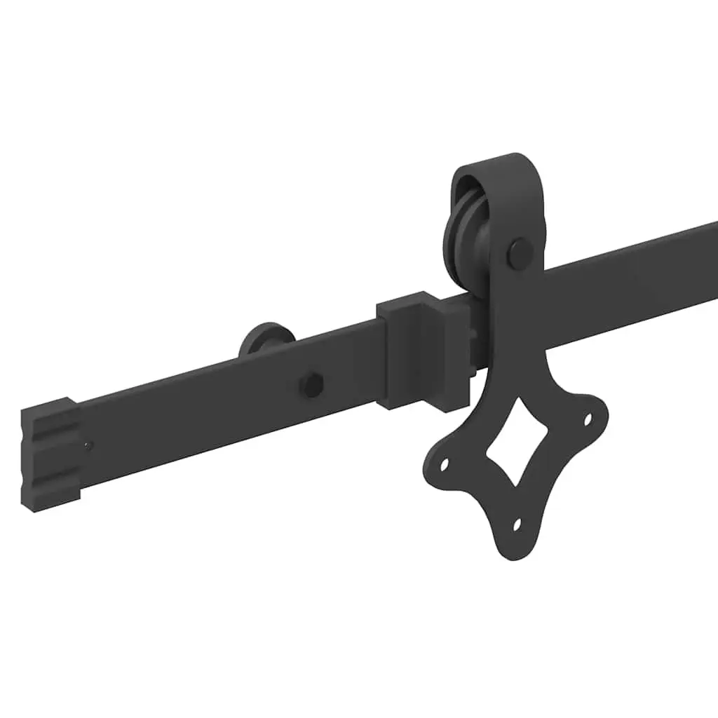 Sliding Door Track System Black Powder-Coated Steel 1525cm Interior Hardware Kit
