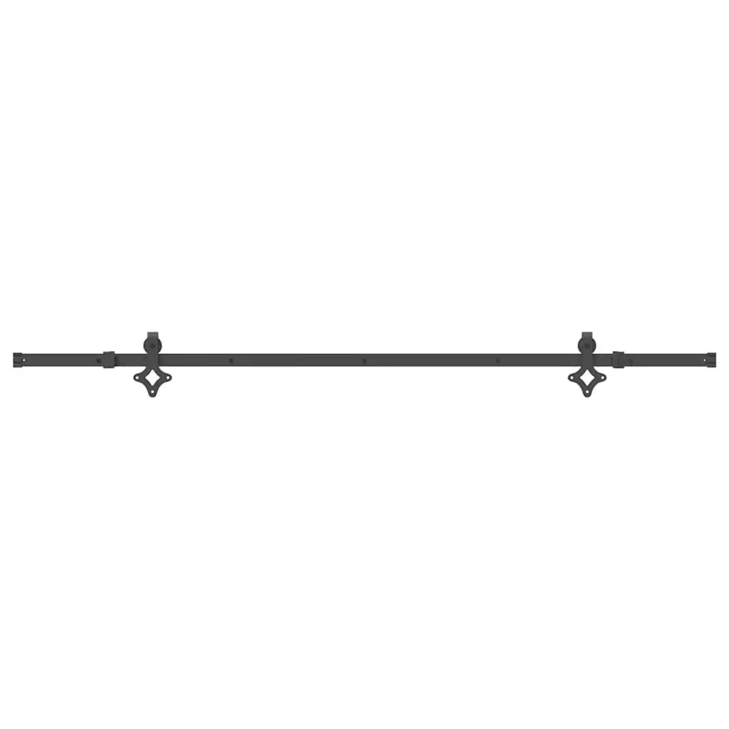 Sliding Door Hardware Kit Powder-coated Steel 213.5cm Black Track Rail System