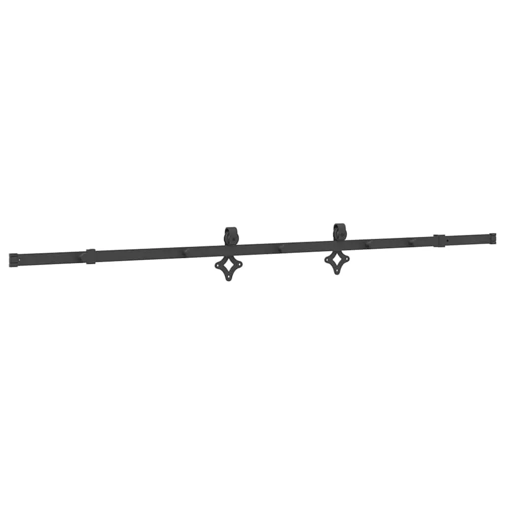 Sliding Door Hardware Kit Powder-coated Steel 213.5cm Black Track Rail System