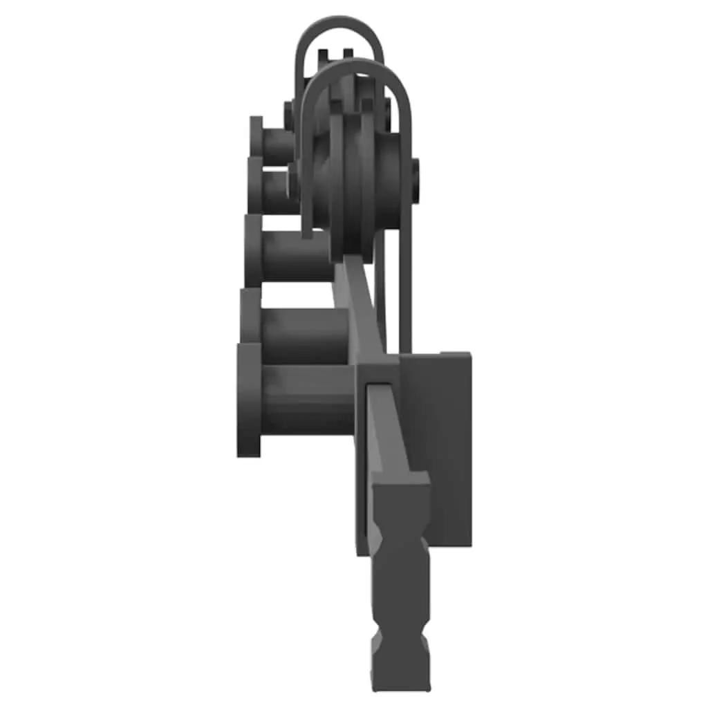 Sliding Door Hardware Kit Powder-coated Steel 213.5cm Black Track Rail System