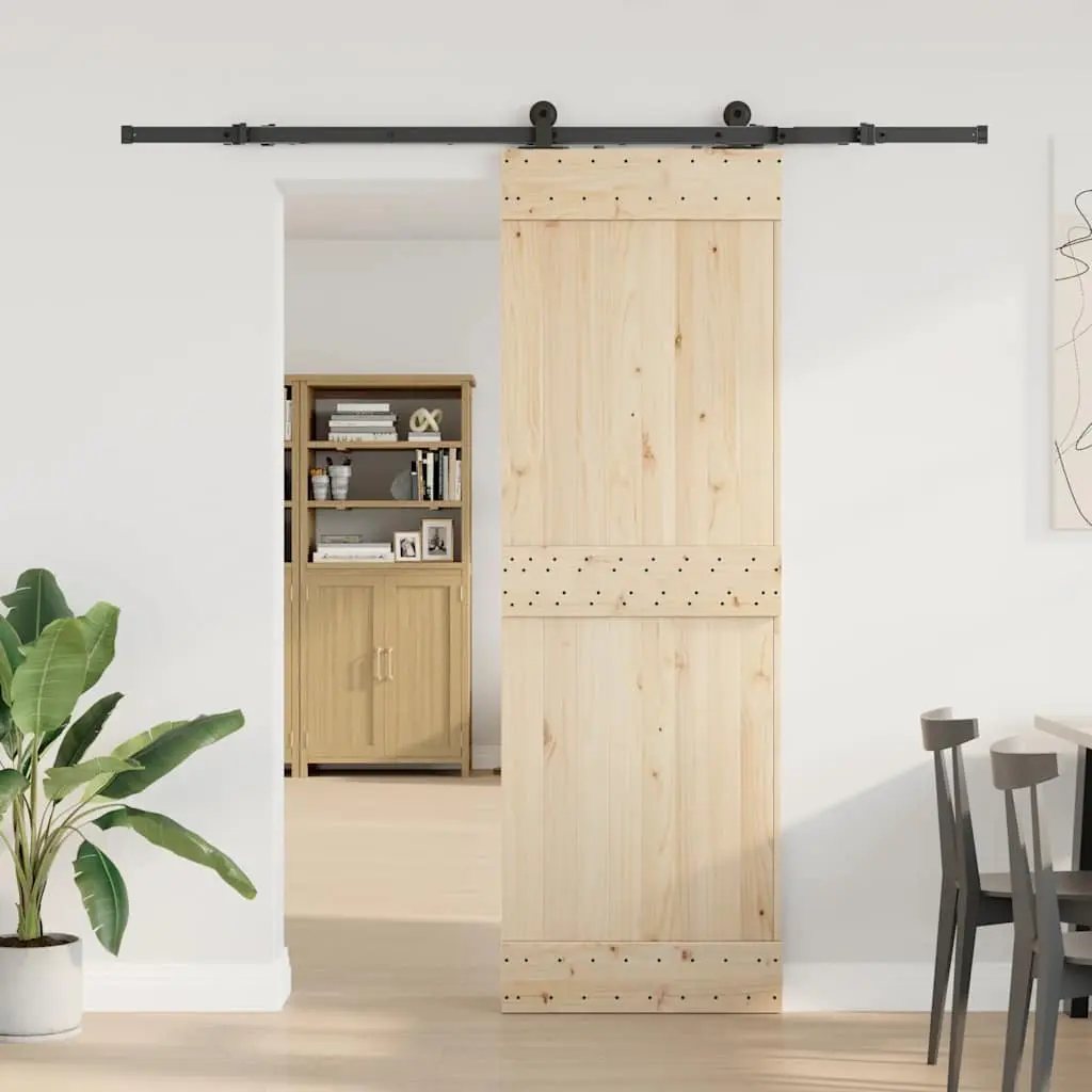 Sliding Door Hardware Kit Black Powder-Coated Steel Track System 213.5cm