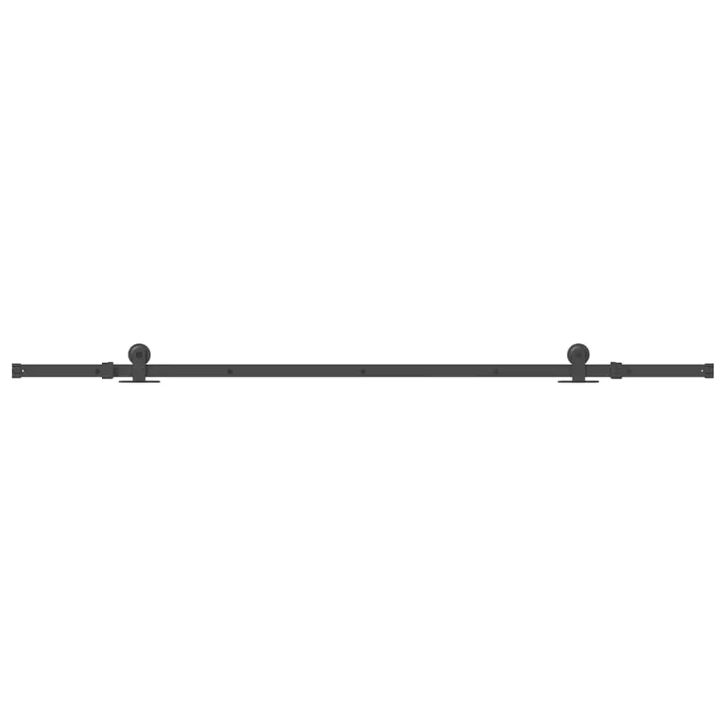 Sliding Door Hardware Kit Black Powder-Coated Steel Track System 213.5cm