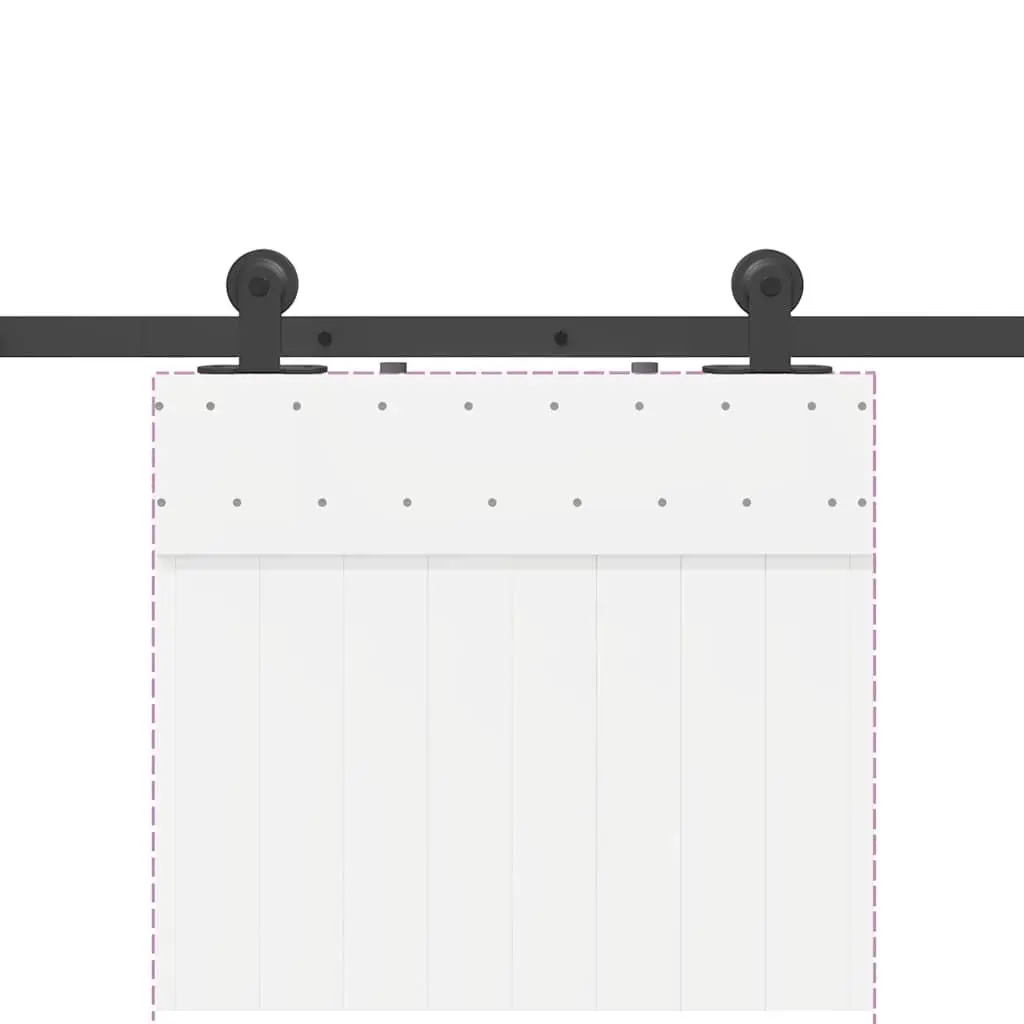 Sliding Door Hardware Kit Black Powder-Coated Steel Track System 213.5cm