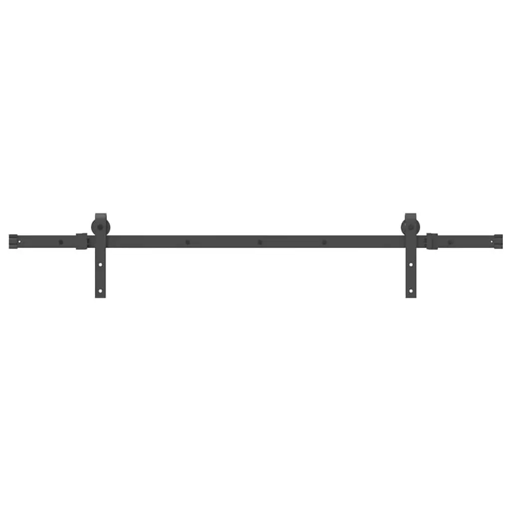 Sliding Door Hardware Kit 152.5cm Steel Track Rail System Black
