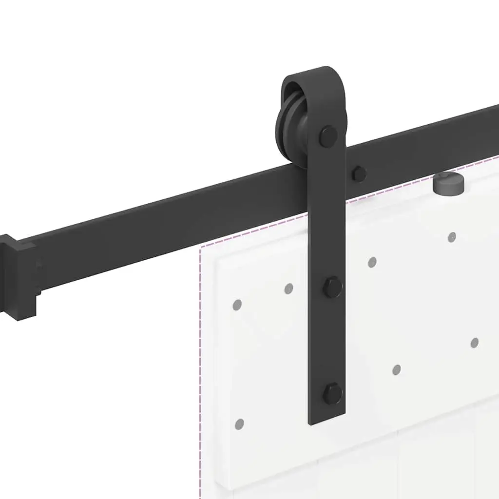 Sliding Door Hardware Kit 213.5cm Steel Track Rail Barn Door System Black