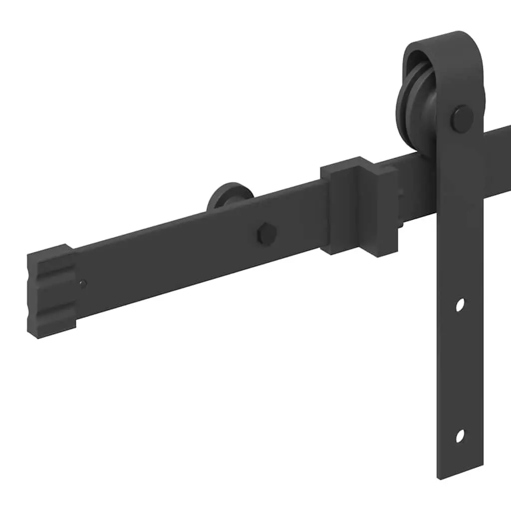 Sliding Door Hardware Kit 213.5cm Steel Track Rail Barn Door System Black