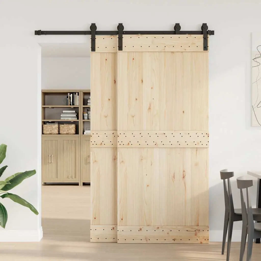 Sliding Door Hardware Kit Powder-coated Steel 183cm Black Track Rail System for Interior Doors