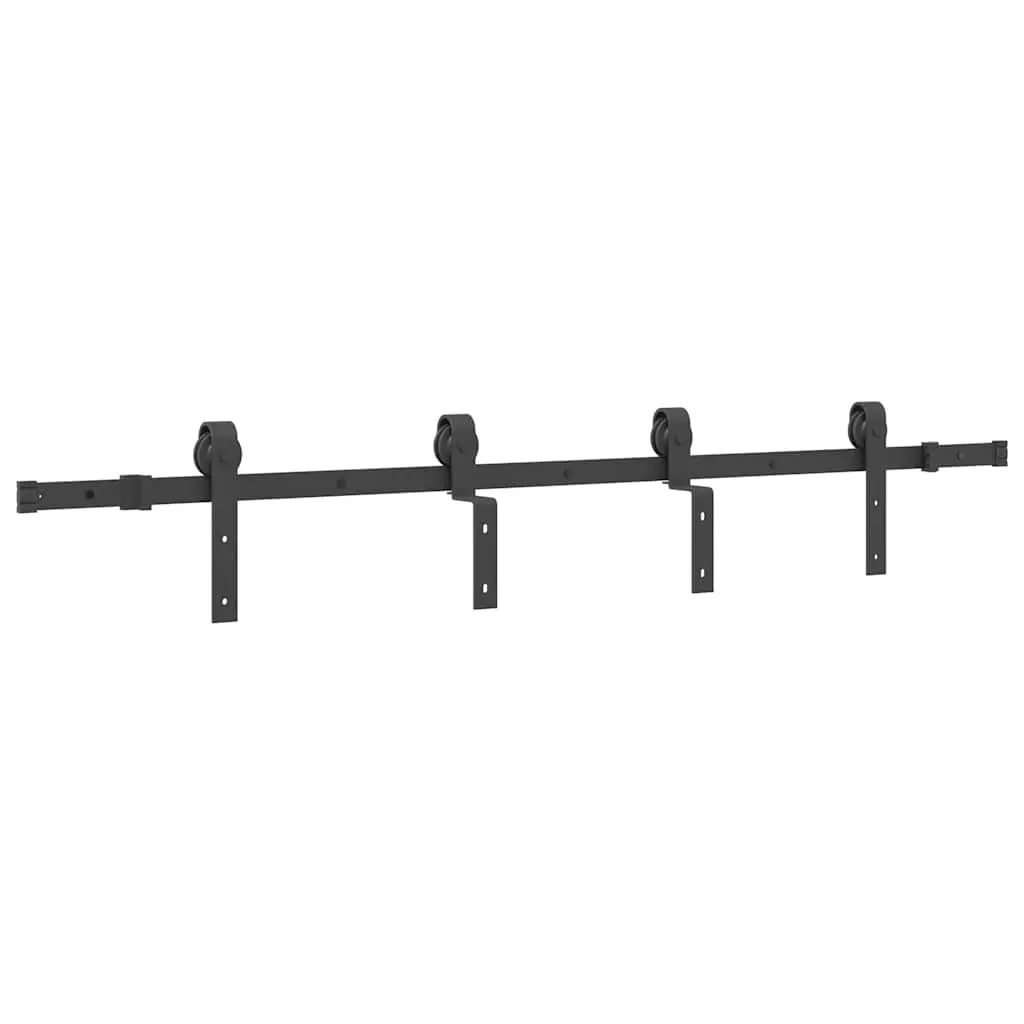 Sliding Door Hardware Kit Powder-coated Steel 183cm Black Track Rail System for Interior Doors