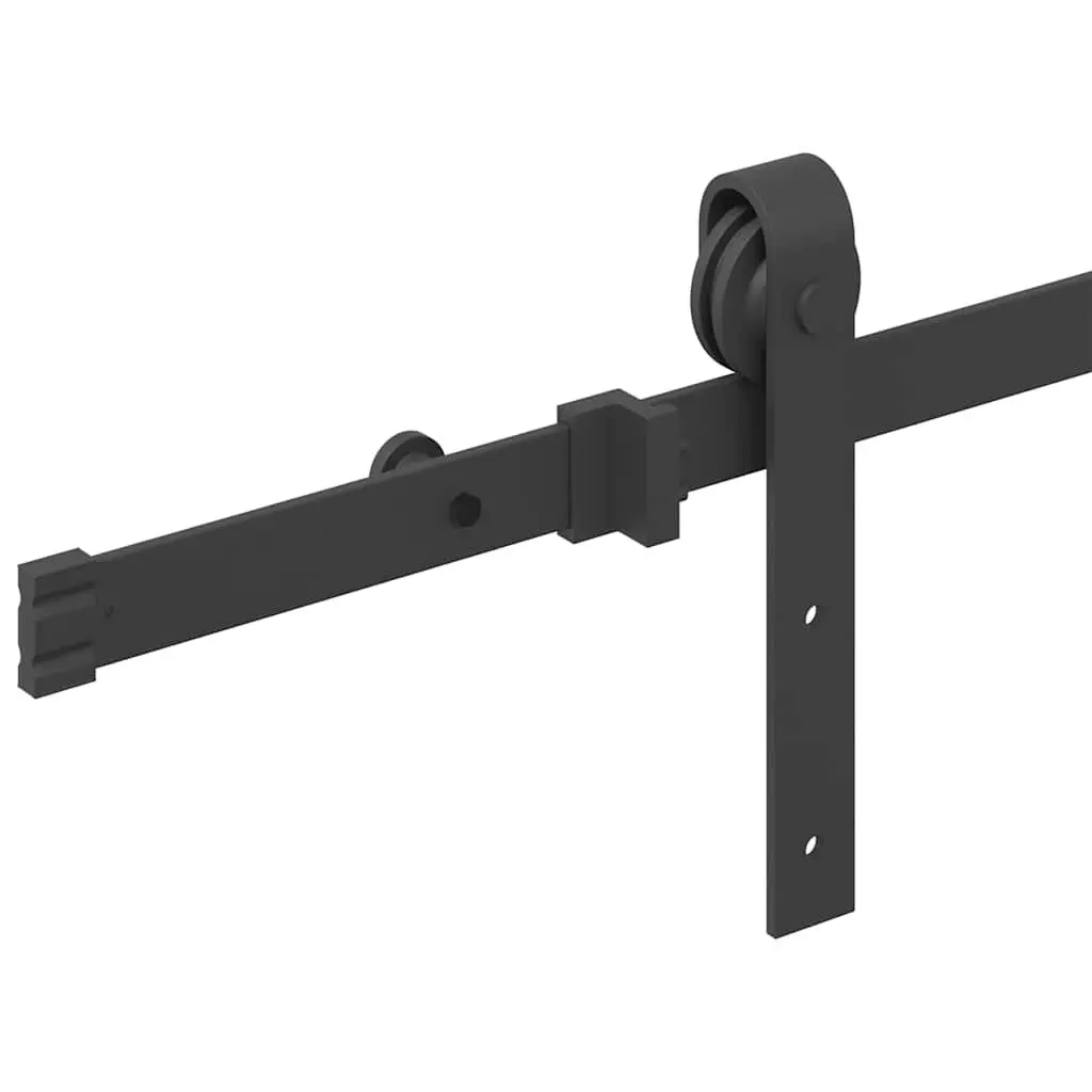 Sliding Door Hardware Kit Powder-coated Steel 183cm Black Track Rail System for Interior Doors