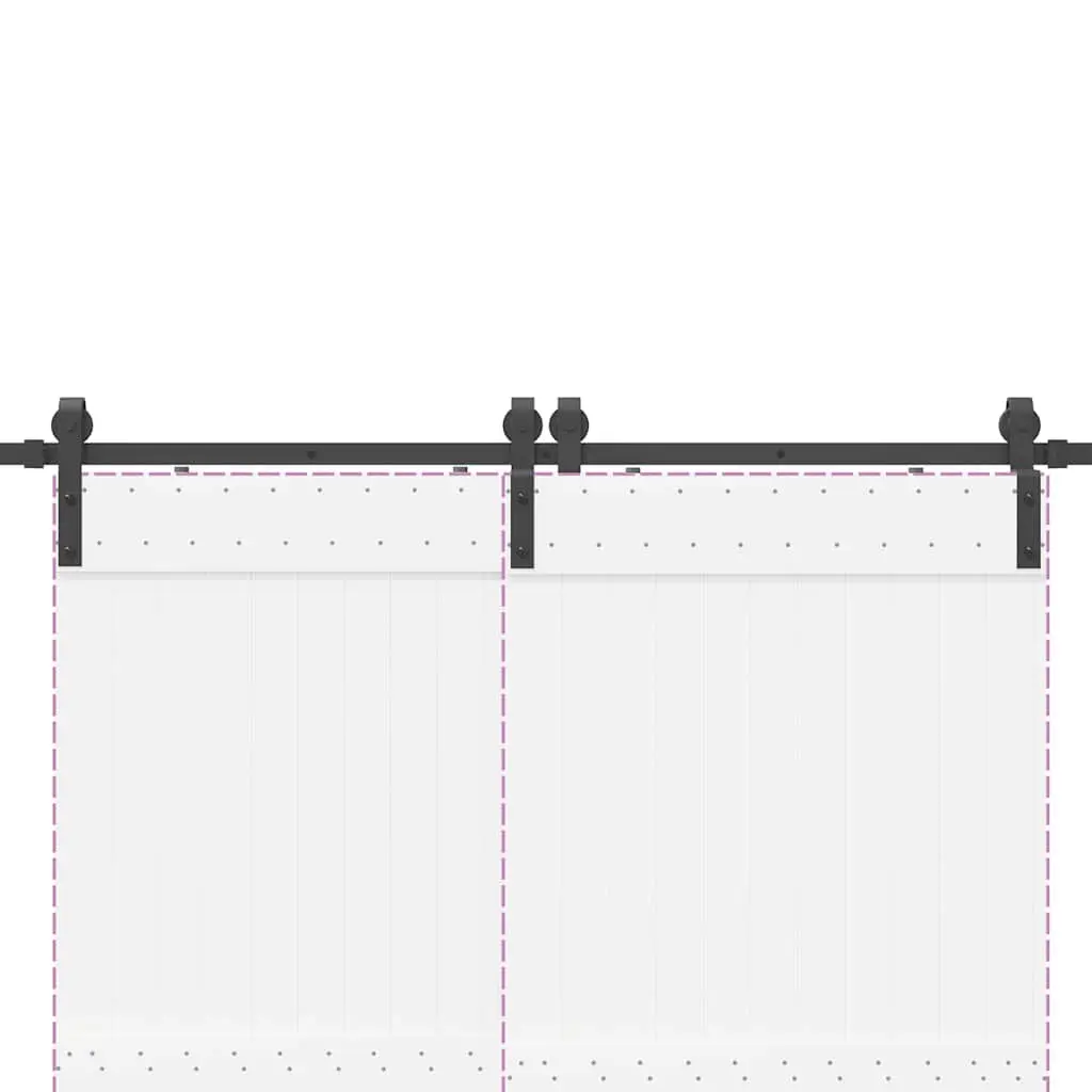 Sliding Door Hardware Kit Powder-coated Steel 183cm Black Track Rail System for Interior Doors