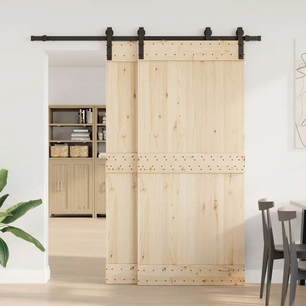 Sliding Door Kit 200cm Black Steel Track System with Internal Bearings for Smooth Quiet Operation
