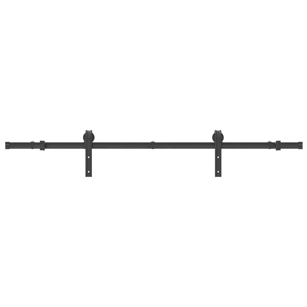 Sliding Door Hardware Kit Powder-coated Steel 183cm Black Track Rail System