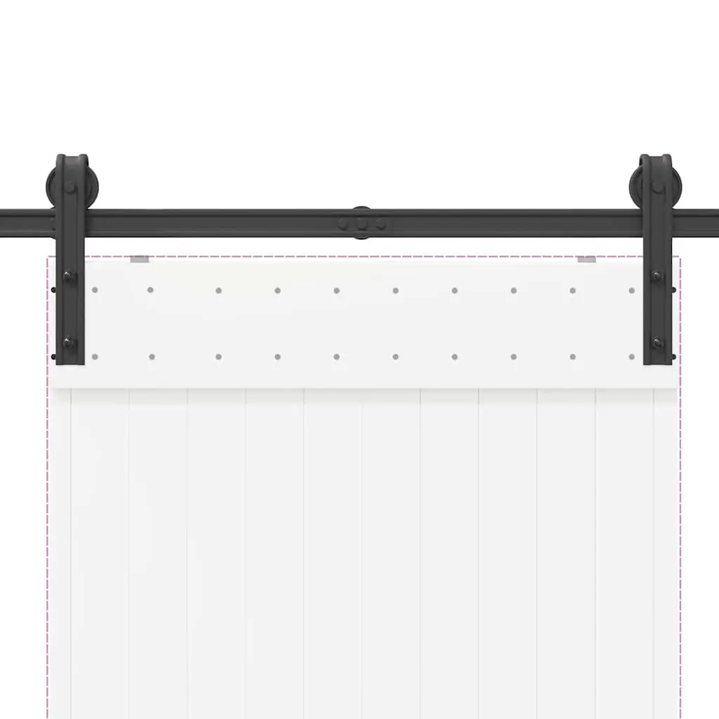 Sliding Door Hardware Kit Powder-coated Steel 183cm Black Track Rail System