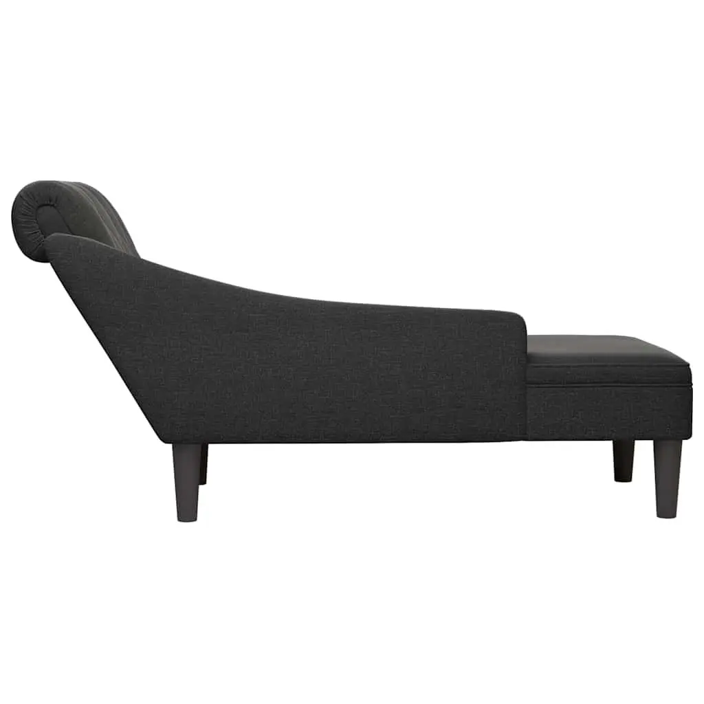 Chaise Lounge Chair with Lumbar Pillow Right Armrest Black Fabric Living Room