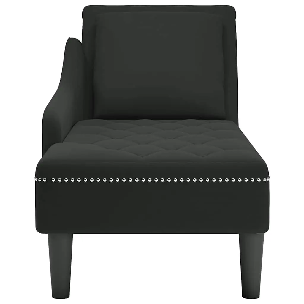 Chaise Lounge Black Velvet with Pillow Button Tufted Living Room Furniture