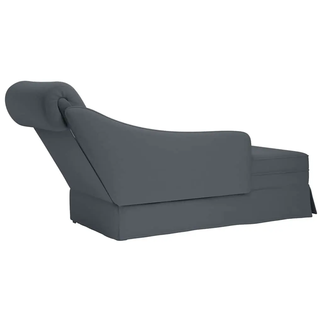 Chaise Lounge Dark Grey Velvet Right Armrest Soft Fabric with Bolsters High Resilience Foam for Living Room