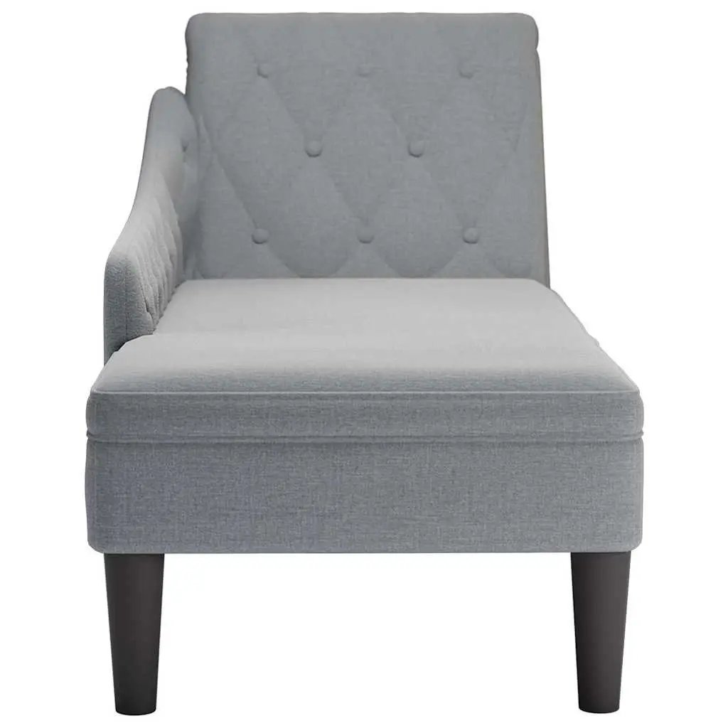 Chaise Lounge Sofa Fabric Light Grey Right Armrest Button Tufted with Lumbar Pillow