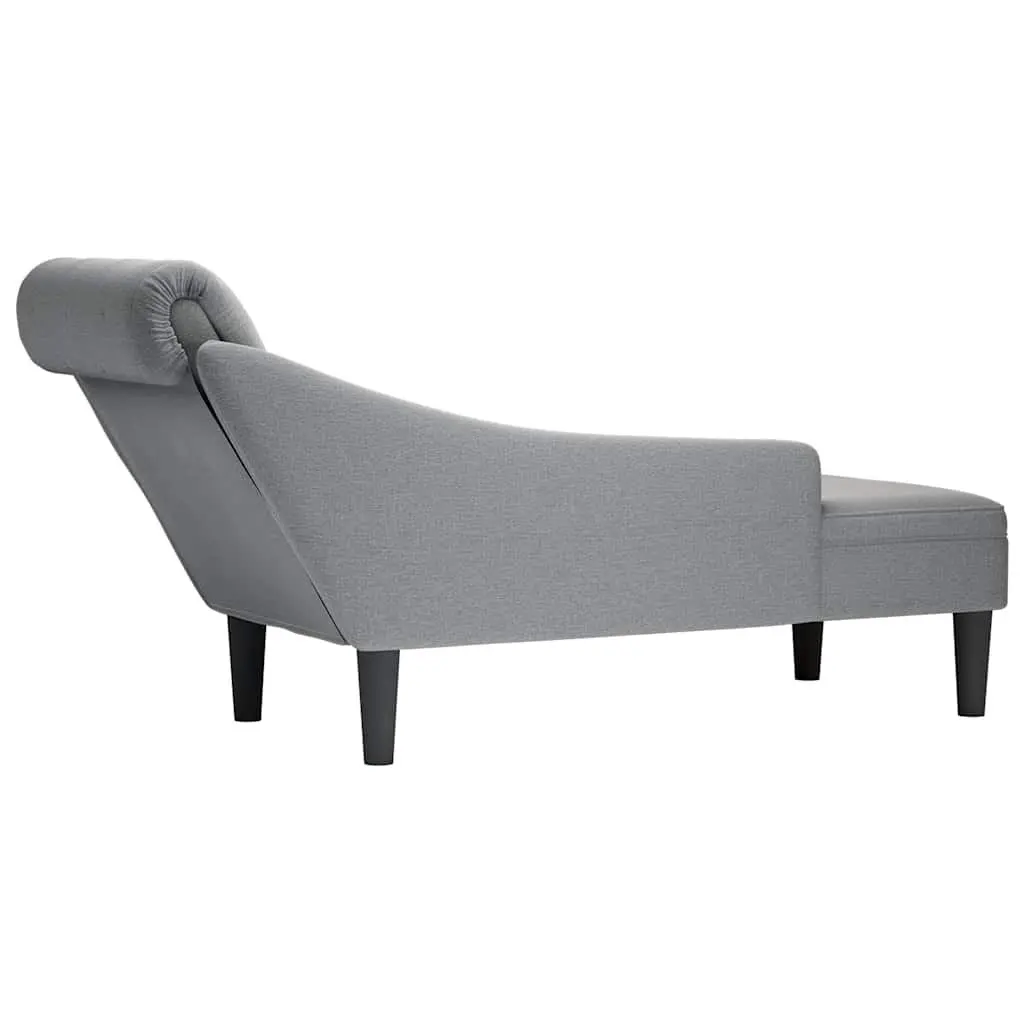 Chaise Lounge Sofa Fabric Light Grey Right Armrest Button Tufted with Lumbar Pillow