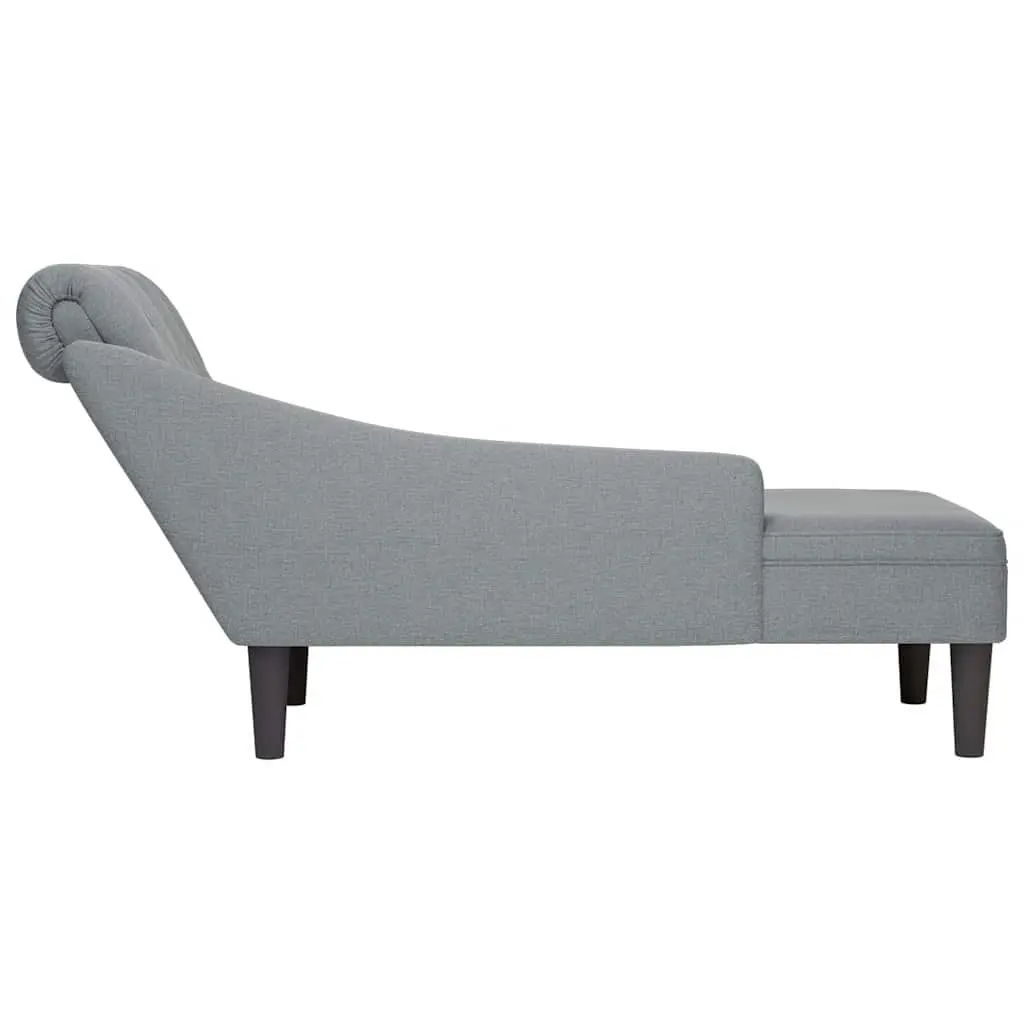 Chaise Lounge Sofa Fabric Light Grey Right Armrest Button Tufted with Lumbar Pillow