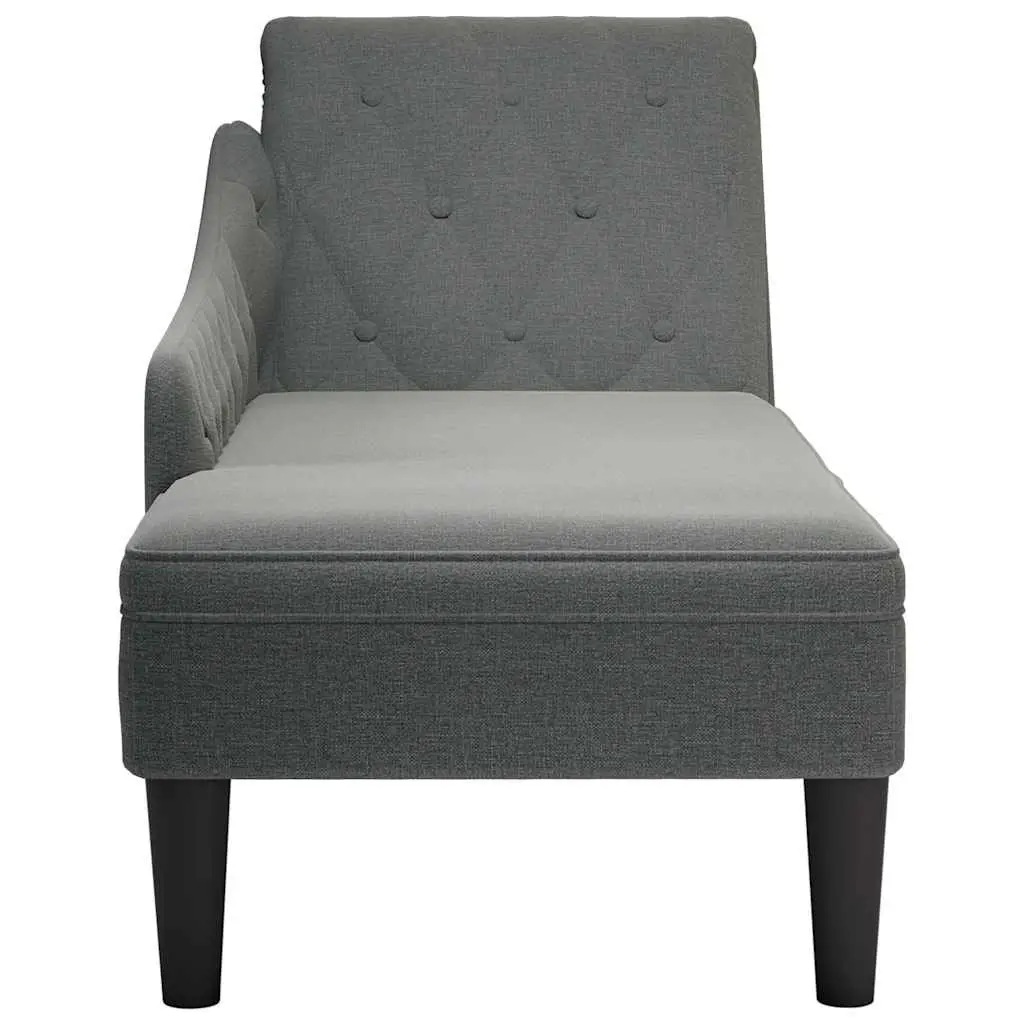 Chaise Lounge Chair Soft Fabric Grey Right Armrest with Lumbar Pillow for Relaxation in Living Room or Study