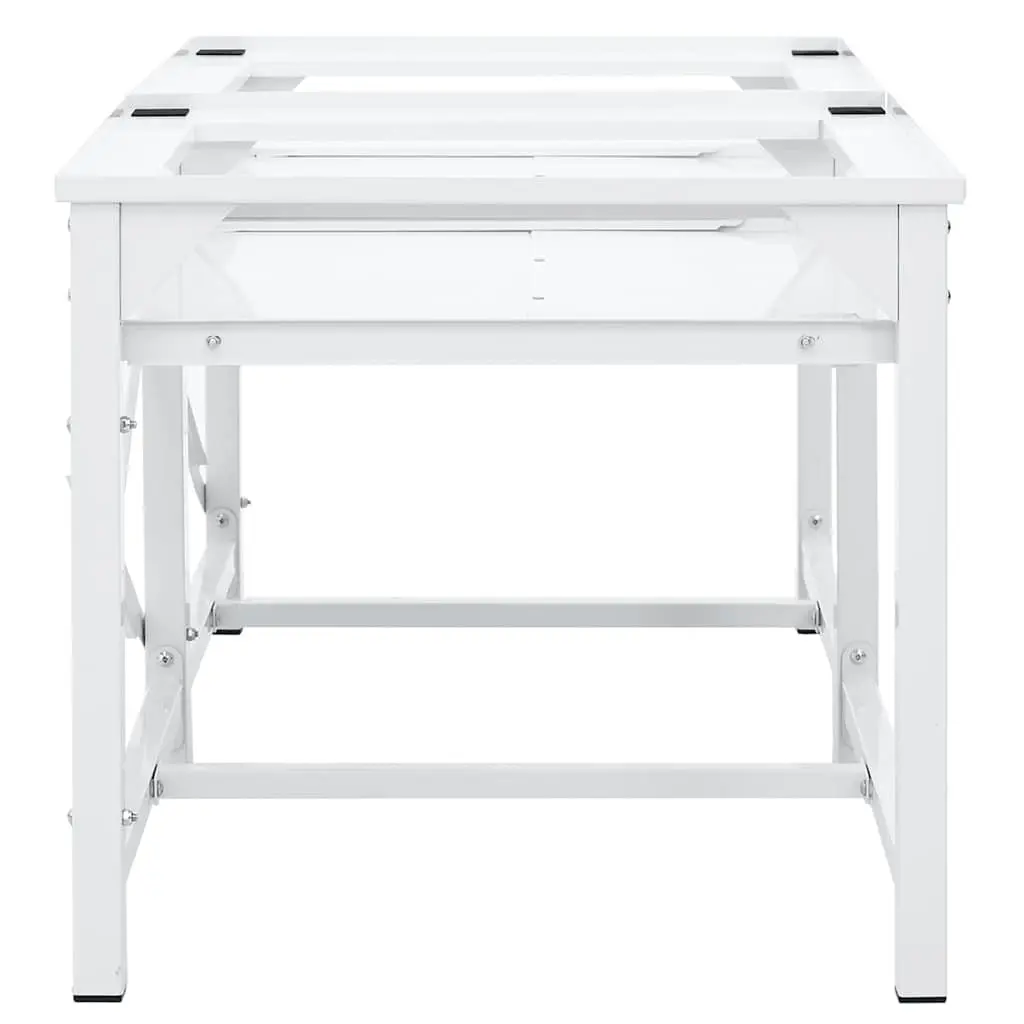 Washing Machine Pedestal Steel Frame White with Pull-Out Storage Shelves