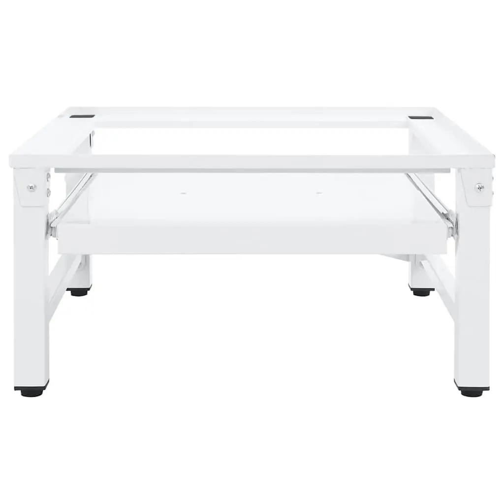 Washing Machine Pedestal Steel Frame White with Pull-out Shelf