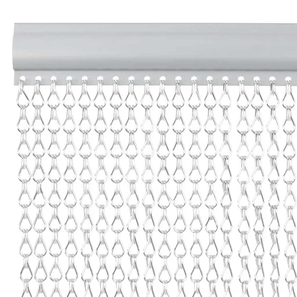 Chain Door Fly Screen 80x221 cm Silver Aluminium Adjustable Insect Curtain