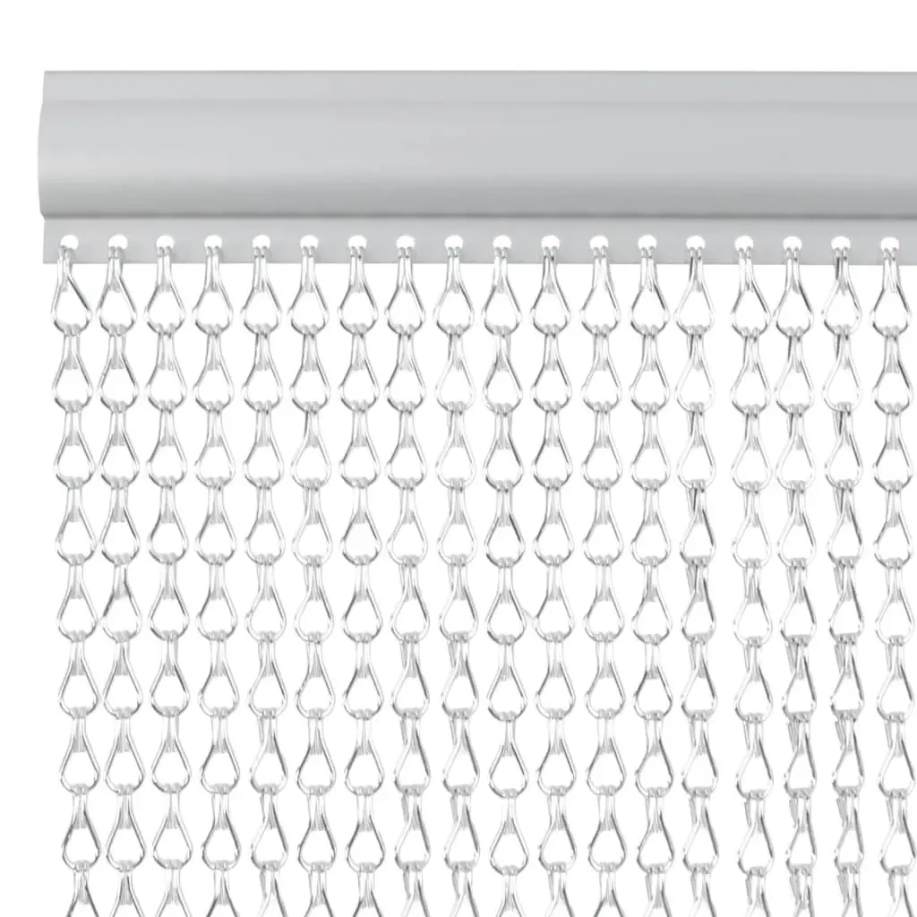 Chain Door Fly Screen 90x220 cm Silver Aluminium Insect Barrier Curtain