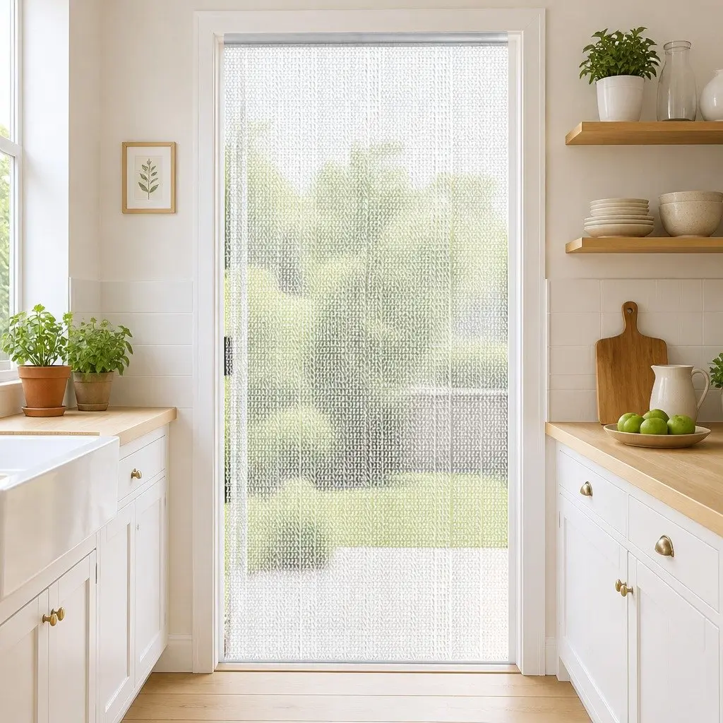 Adjustable Fly Screen Chain Door Insect Barrier Silver Aluminium 100x200cm
