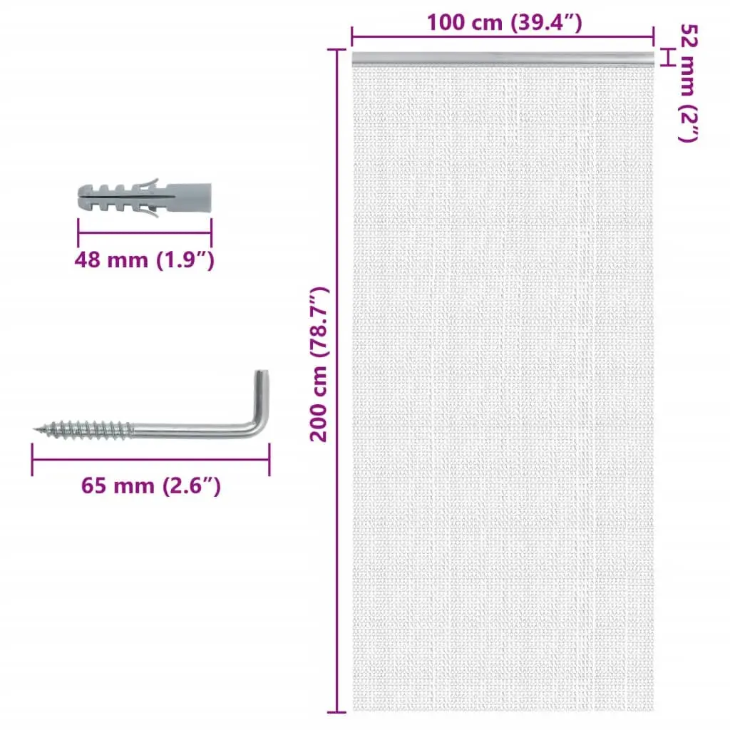 Adjustable Fly Screen Chain Door Insect Barrier Silver Aluminium 100x200cm