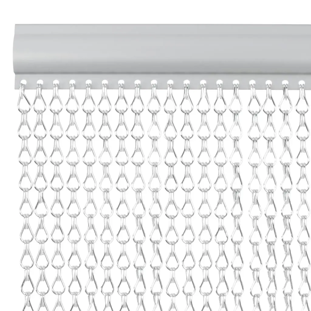 Chain Door Fly Screen Aluminium 100x212 cm Adjustable Silver Insect Barrier Curtain