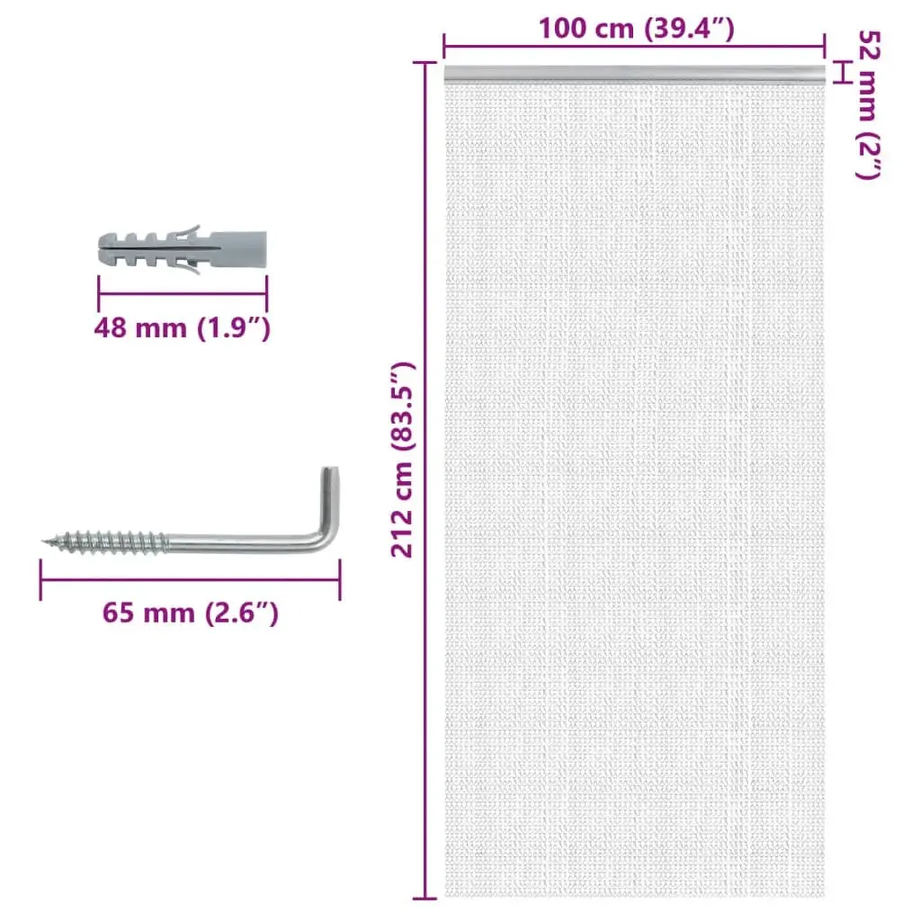 Chain Door Fly Screen Aluminium 100x212 cm Adjustable Silver Insect Barrier Curtain