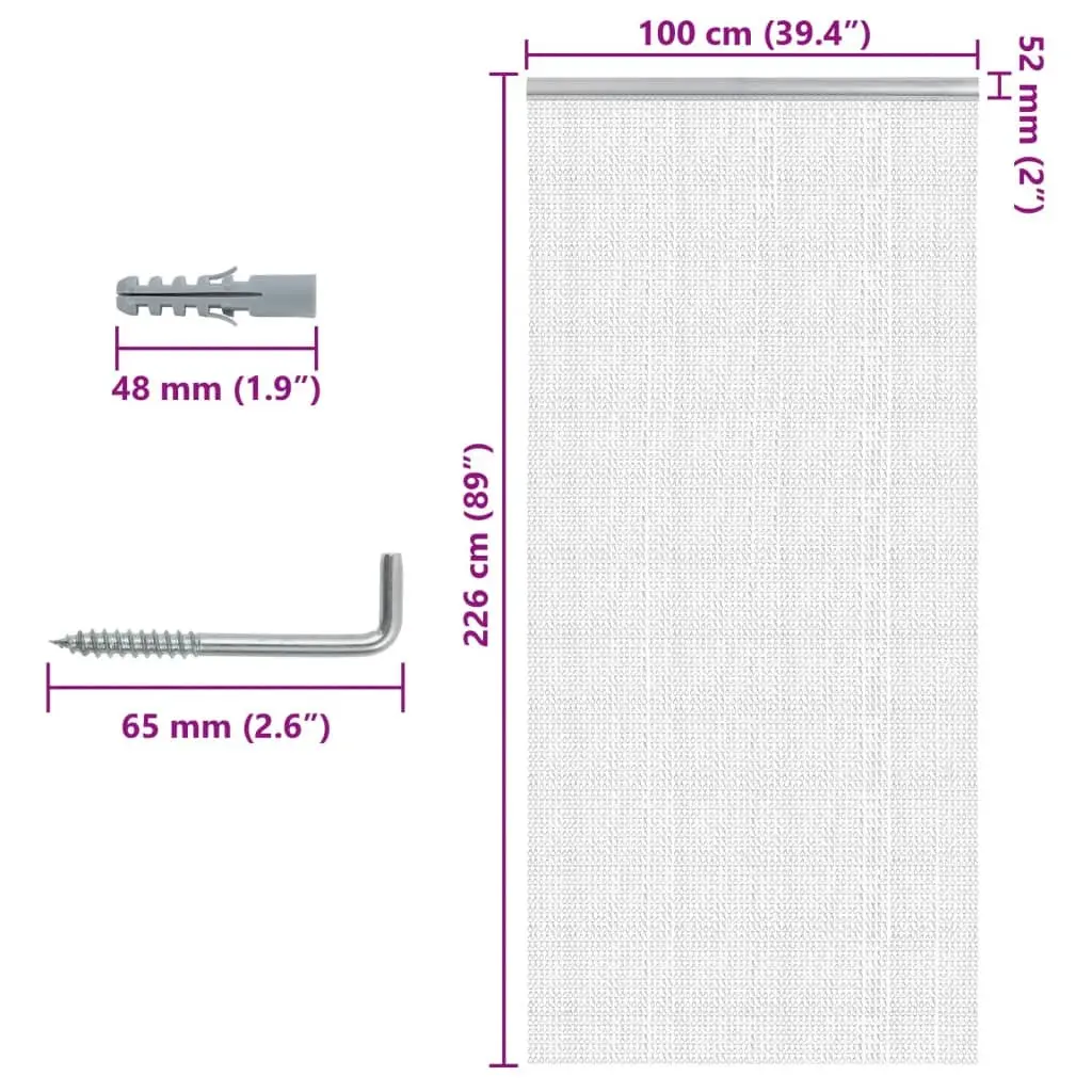 Chain Fly Screen Adjustable Aluminium Barrier 100cm x 226cm Silver