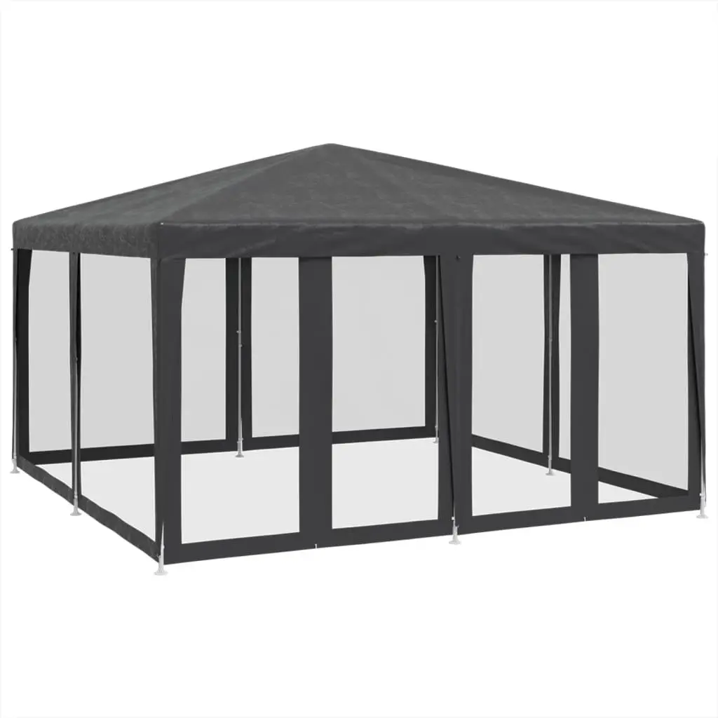 Party Tent Iron 4x4m Anthracite with 8 Mesh Sidewalls