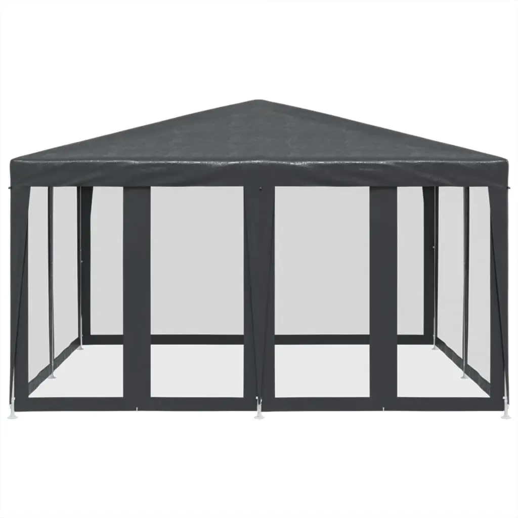 Party Tent Iron 4x4m Anthracite with 8 Mesh Sidewalls