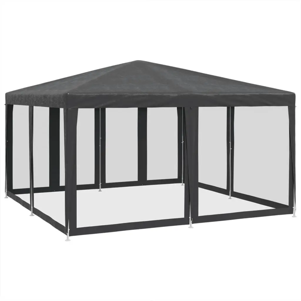 Party Tent Iron 4x4m Anthracite with 8 Mesh Sidewalls