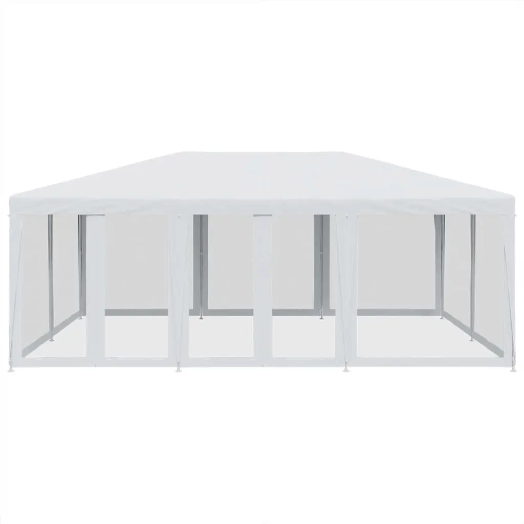 Party Tent Outdoor Gazebo Iron Frame Water-Resistant HDPE Roof 6x4m White Mesh Sidewalls