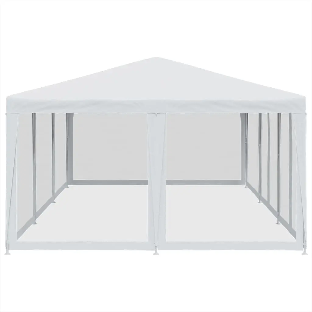 Party Tent Outdoor Gazebo Iron Frame Water-Resistant HDPE Roof 6x4m White Mesh Sidewalls