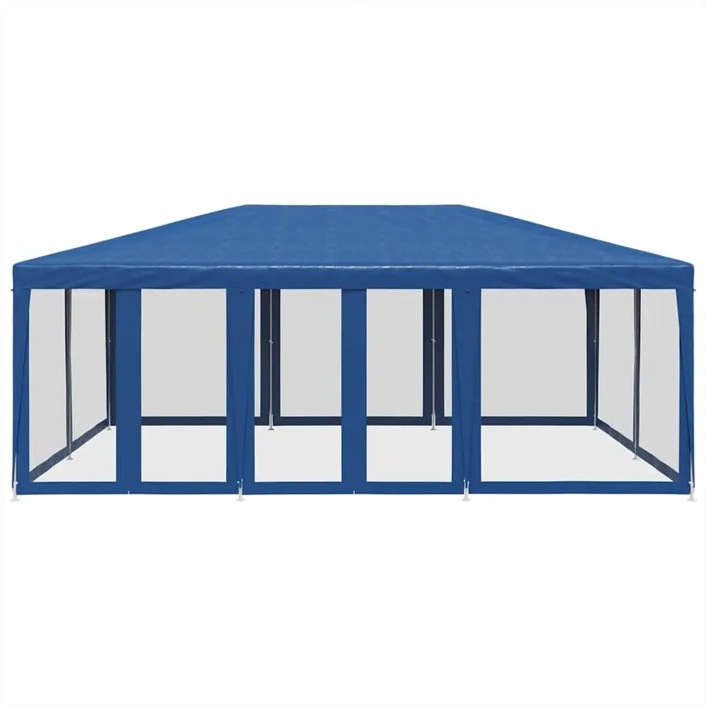 Party Tent Iron 6x4m Blue Outdoor Gazebo with Mesh Sidewalls