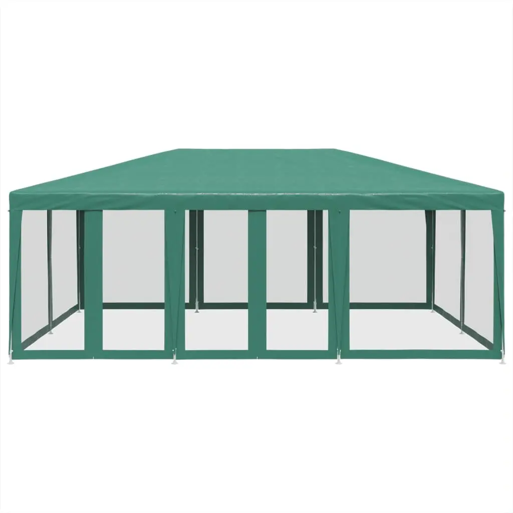 Party Tent Iron 6x4 m Water-Resistant Green with 10 Mesh Sidewalls
