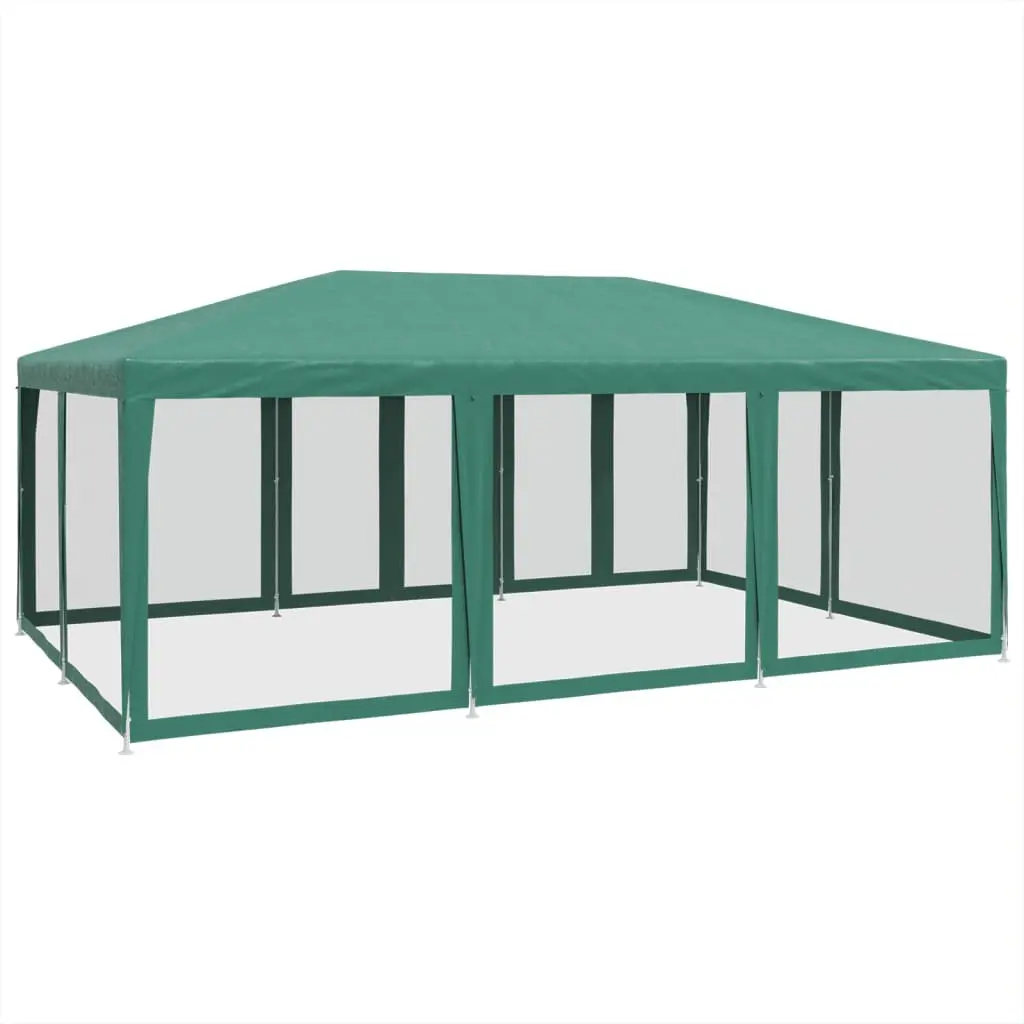 Party Tent Iron 6x4 m Water-Resistant Green with 10 Mesh Sidewalls