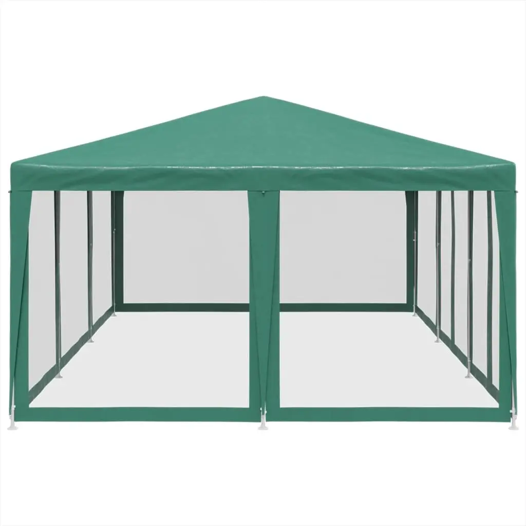 Party Tent Iron 6x4 m Water-Resistant Green with 10 Mesh Sidewalls
