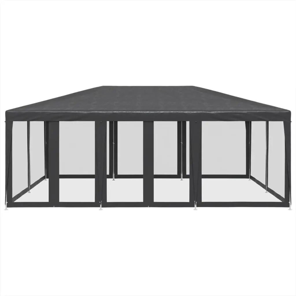 Party Tent Iron Frame 6x4m Water-Resistant Roof 10 Mesh Sidewalls Anthracite