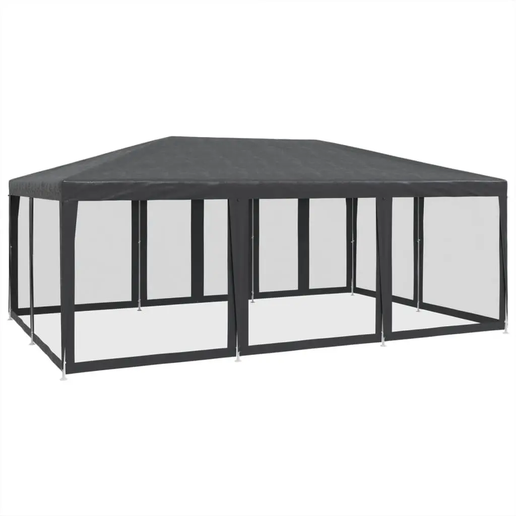 Party Tent Iron Frame 6x4m Water-Resistant Roof 10 Mesh Sidewalls Anthracite