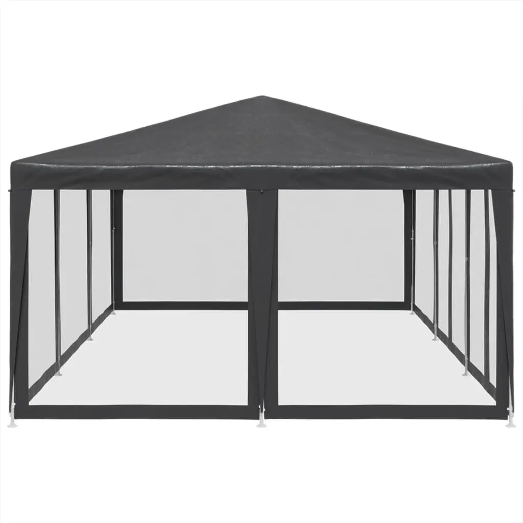 Party Tent Iron Frame 6x4m Water-Resistant Roof 10 Mesh Sidewalls Anthracite