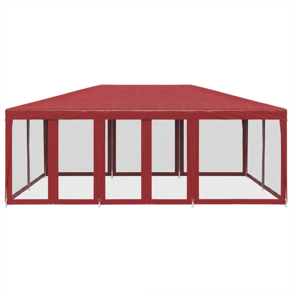 Party Tent Iron Frame 6x4m Red Outdoor Gazebo Canopy with 10 Mesh Sidewalls